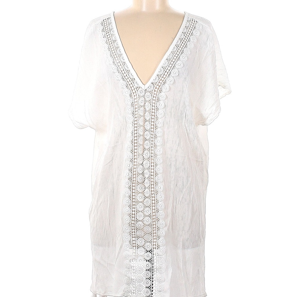White Lace Trim Swim Cover-Up
